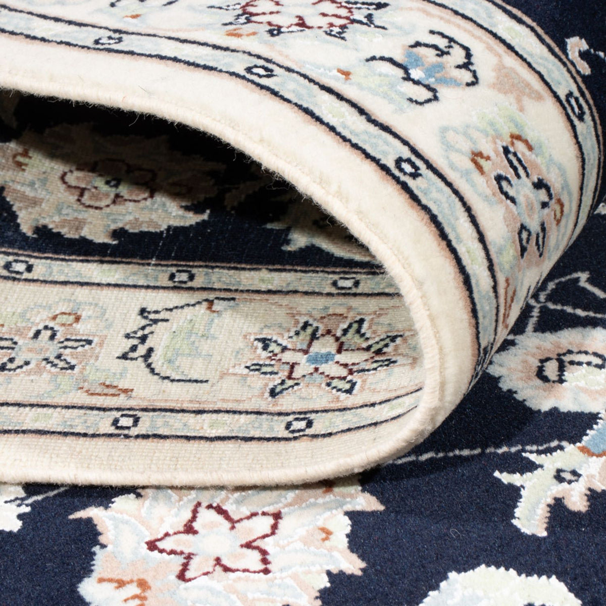 Loper Perzisch tapijt - Nain - Koninklijk - 196 x 80 cm - donkerblauw