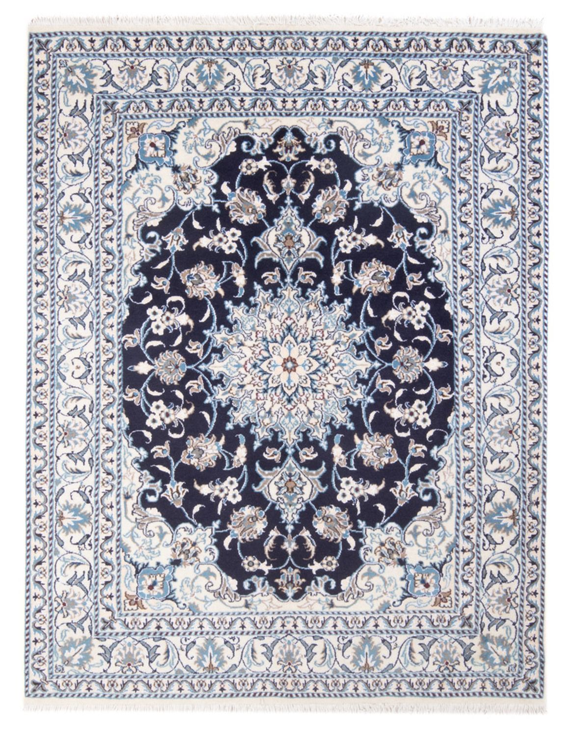Perzisch tapijt - Nain - Koninklijk - 197 x 146 cm - donkerblauw