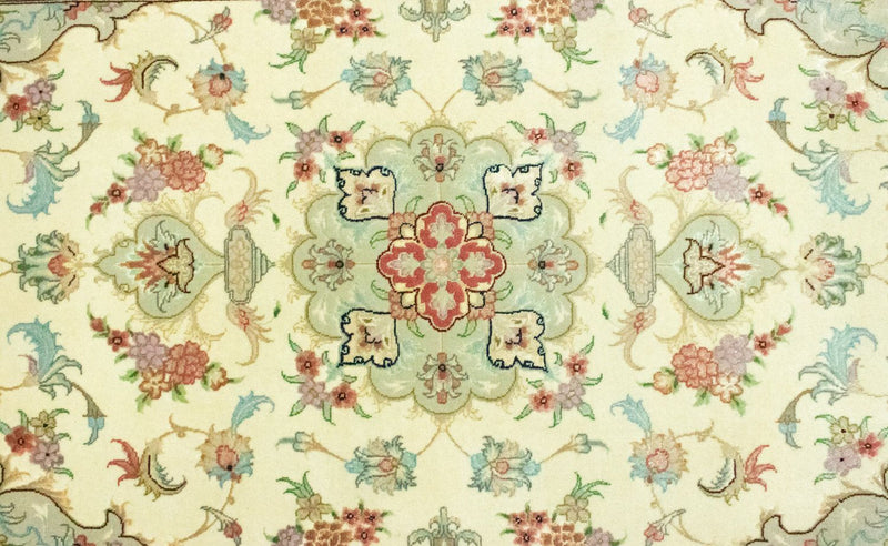 Loper Perzisch tapijt - Tabriz - Royal - 338 x 89 cm - beige