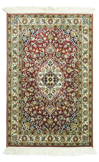 Zijden tapijt - Kashmir Silk - 95 x 63 cm - rood