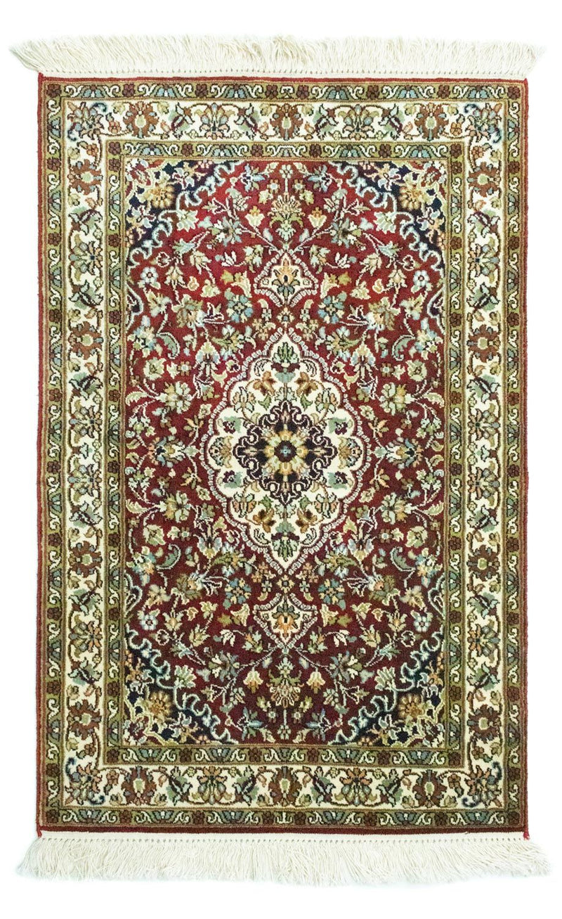 Zijden tapijt - Kashmir Silk - 95 x 63 cm - rood