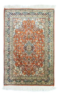 Zijden tapijt - Kashmir Silk - 94 x 63 cm - roest