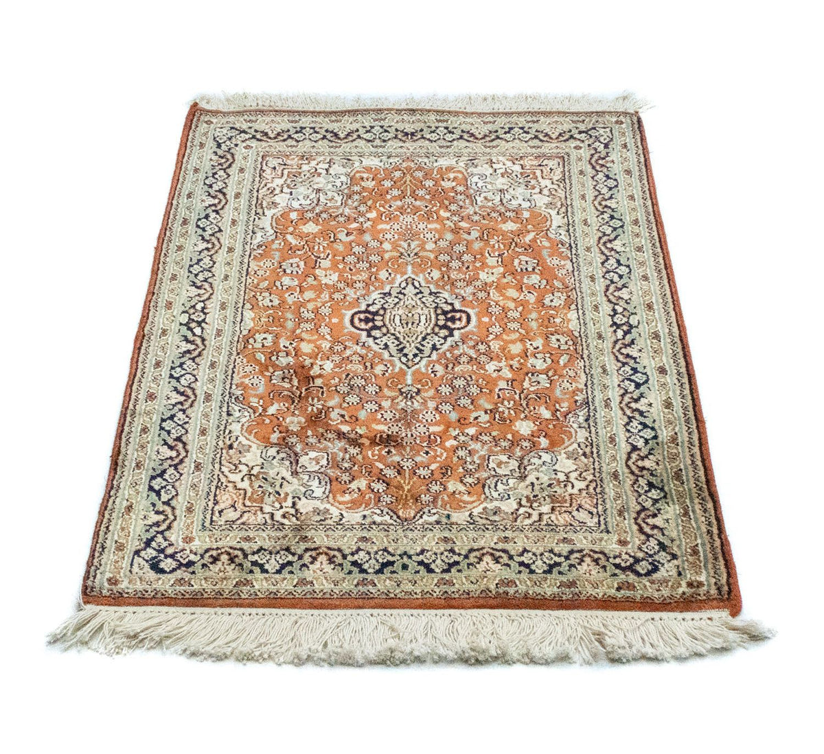 Zijden tapijt - Kashmir Silk - 94 x 63 cm - roest