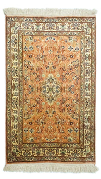 Zijden tapijt - Kashmir Silk - 95 x 61 cm - roest