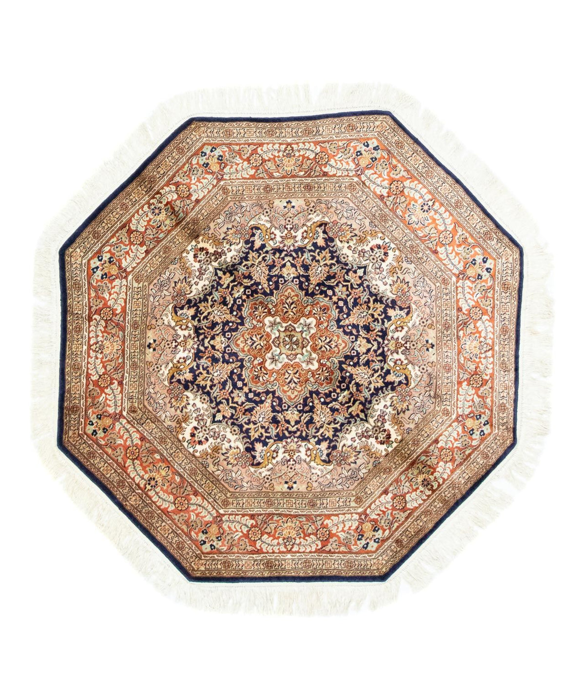 Zijden tapijt - Kashmir Silk speciale vorm  - 127 x 125 cm - blauw