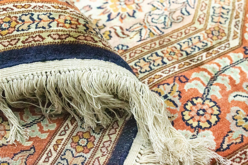 Zijden tapijt - Kashmir Silk speciale vorm  - 127 x 125 cm - blauw