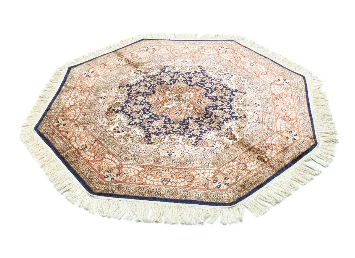 Zijden tapijt - Kashmir Silk speciale vorm  - 127 x 125 cm - blauw