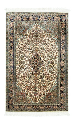 Zijden tapijt - Kashmir Silk - 150 x 95 cm - beige
