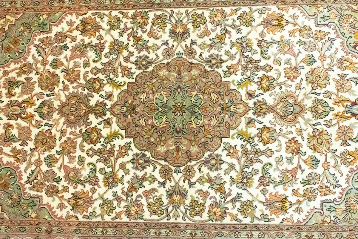 Zijden tapijt - Kashmir Silk - 159 x 94 cm - beige