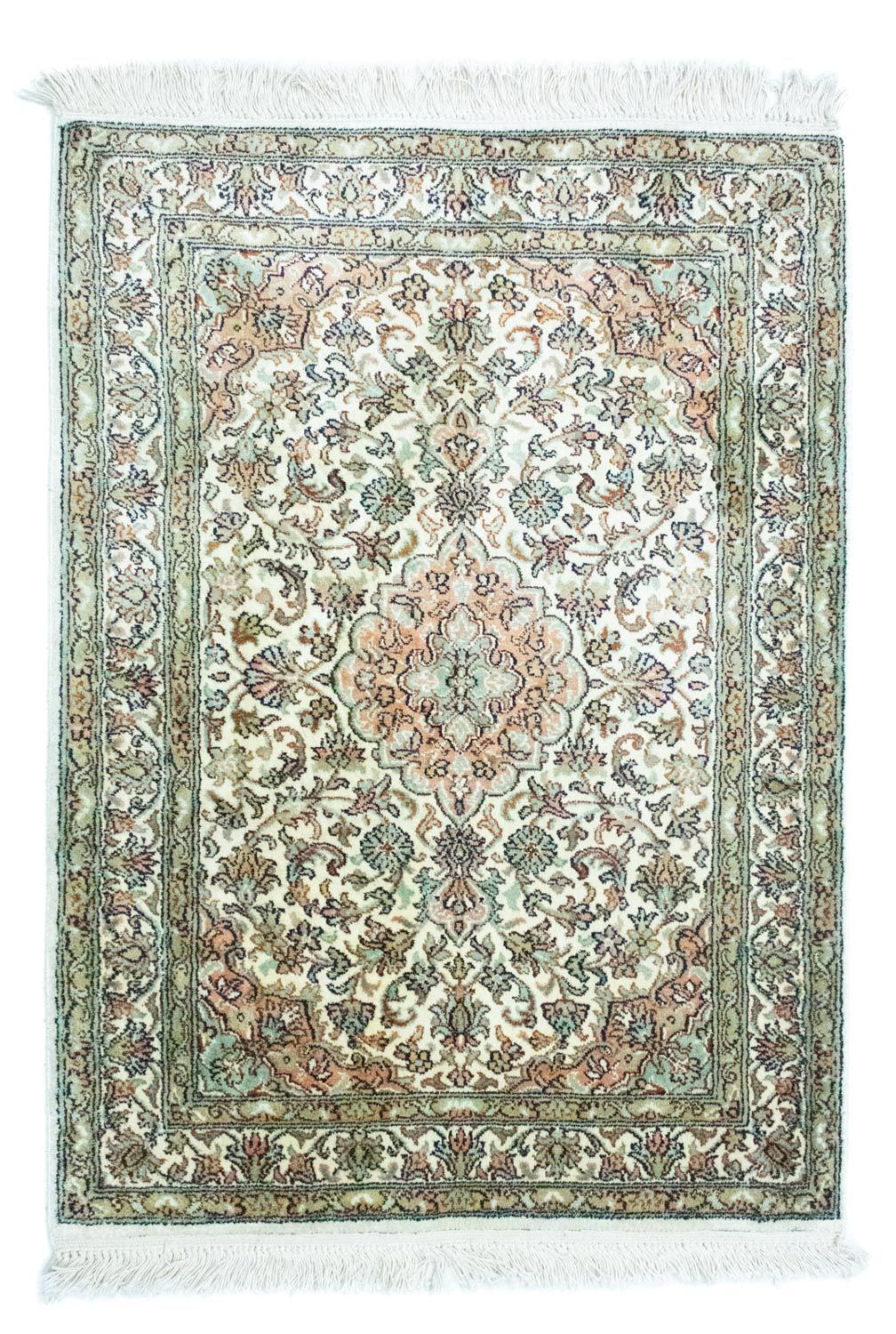 Zijden tapijt - Kashmir Silk - 90 x 66 cm - beige