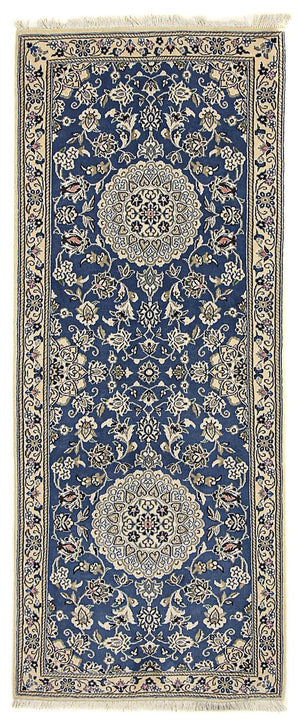 Loper Perzisch tapijt - Nain - Koninklijk - 198 x 83 cm - blauw