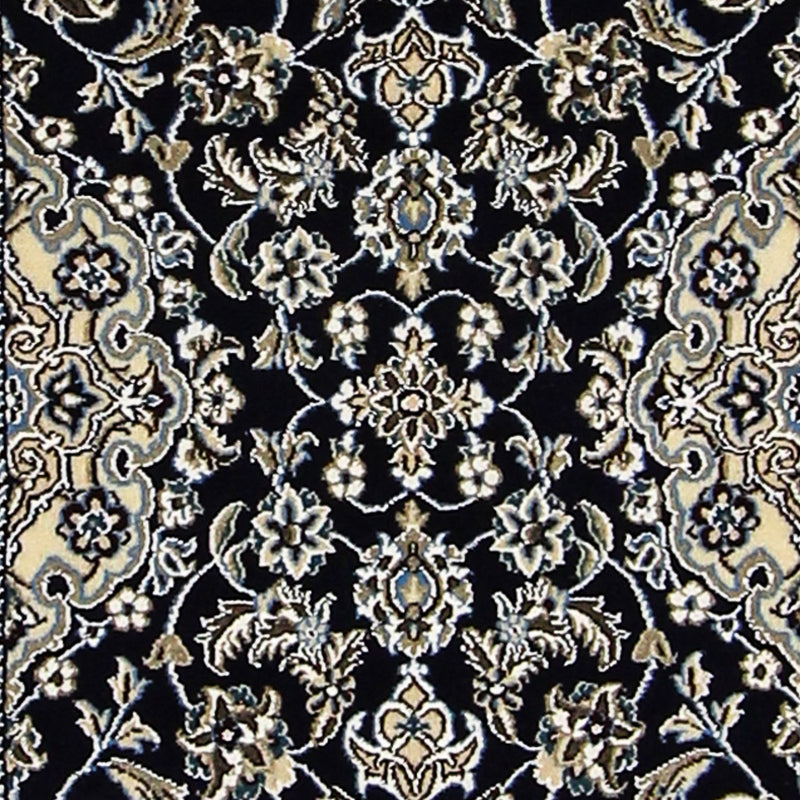 Loper Perzisch tapijt - Nain - Koninklijk - 196 x 61 cm - donkerblauw