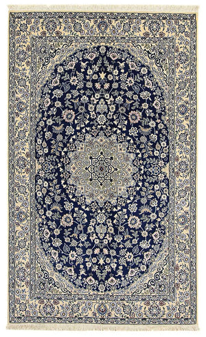 Perzisch tapijt - Nain - Koninklijk - 216 x 134 cm - donkerblauw
