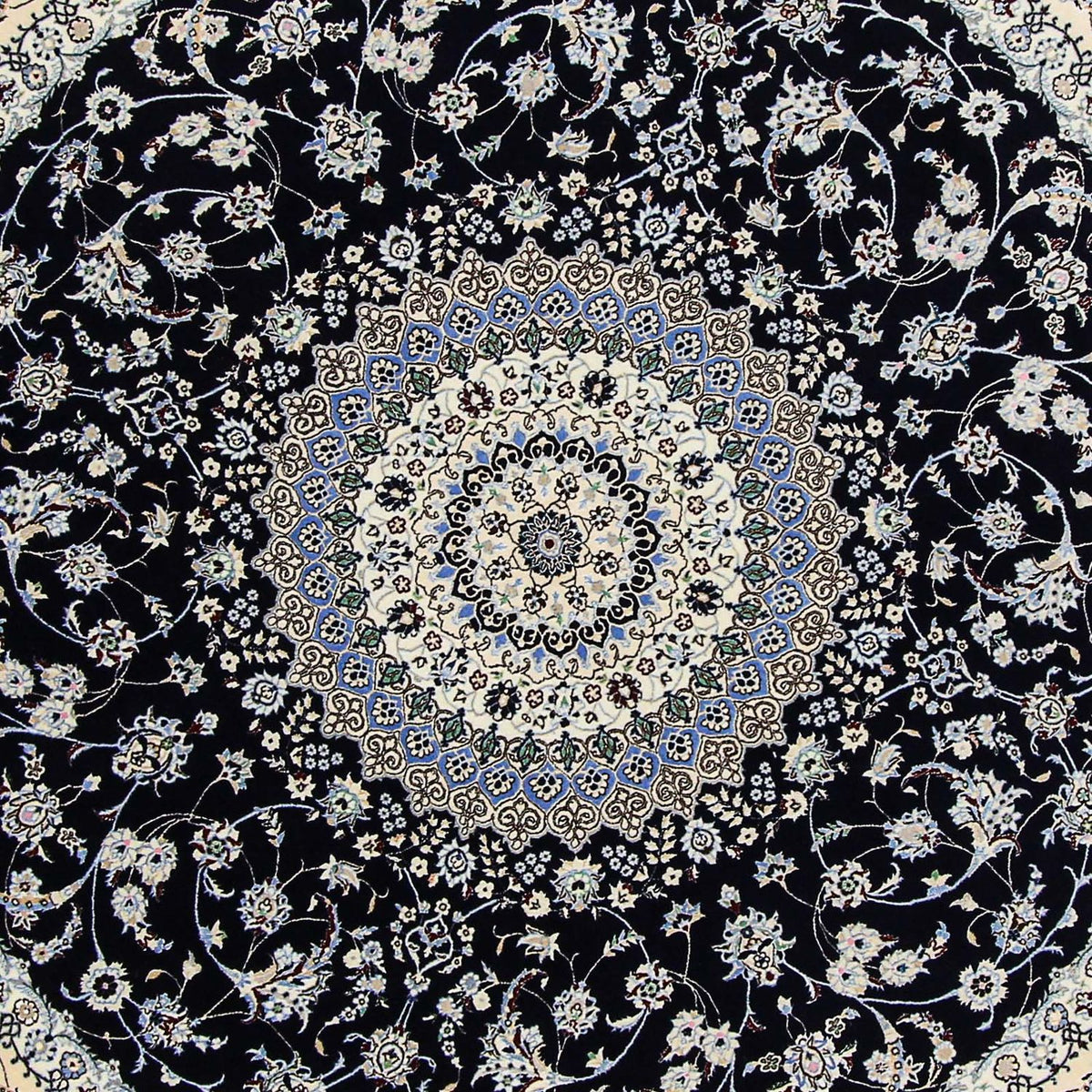 Perzisch tapijt - Nain - Premium rond  - 250 x 250 cm - donkerblauw