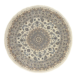 Perzisch tapijt - Nain - Koninklijk rond  - 200 x 200 cm - beige