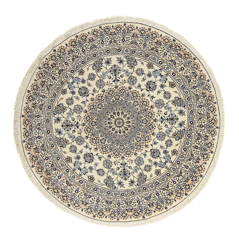 Perzisch tapijt - Nain - Koninklijk rond  - 200 x 200 cm - beige