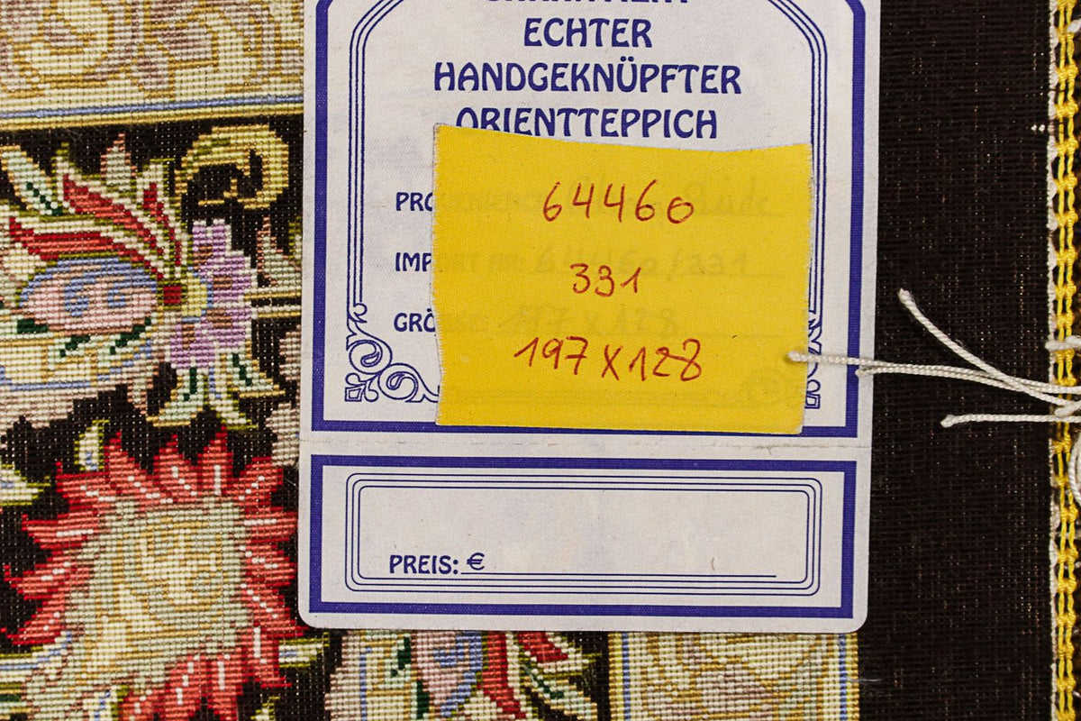 Zijden tapijt - Ghom Silk - Premium - 197 x 128 cm - donkerblauw