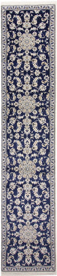 Loper Perzisch tapijt - Nain - 387 x 77 cm - donkerblauw