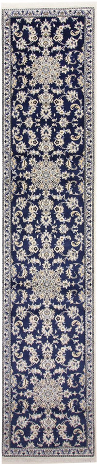 Loper Perzisch tapijt - Nain - 387 x 77 cm - donkerblauw