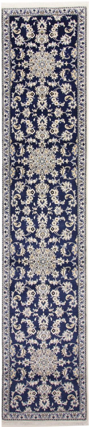 Loper Perzisch tapijt - Nain - 387 x 77 cm - donkerblauw