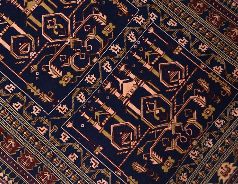 Afghaans tapijt - 131 x 87 cm - donkerblauw