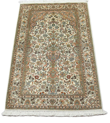 Zijden tapijt - Kashmir Silk - 158 x 96 cm - beige