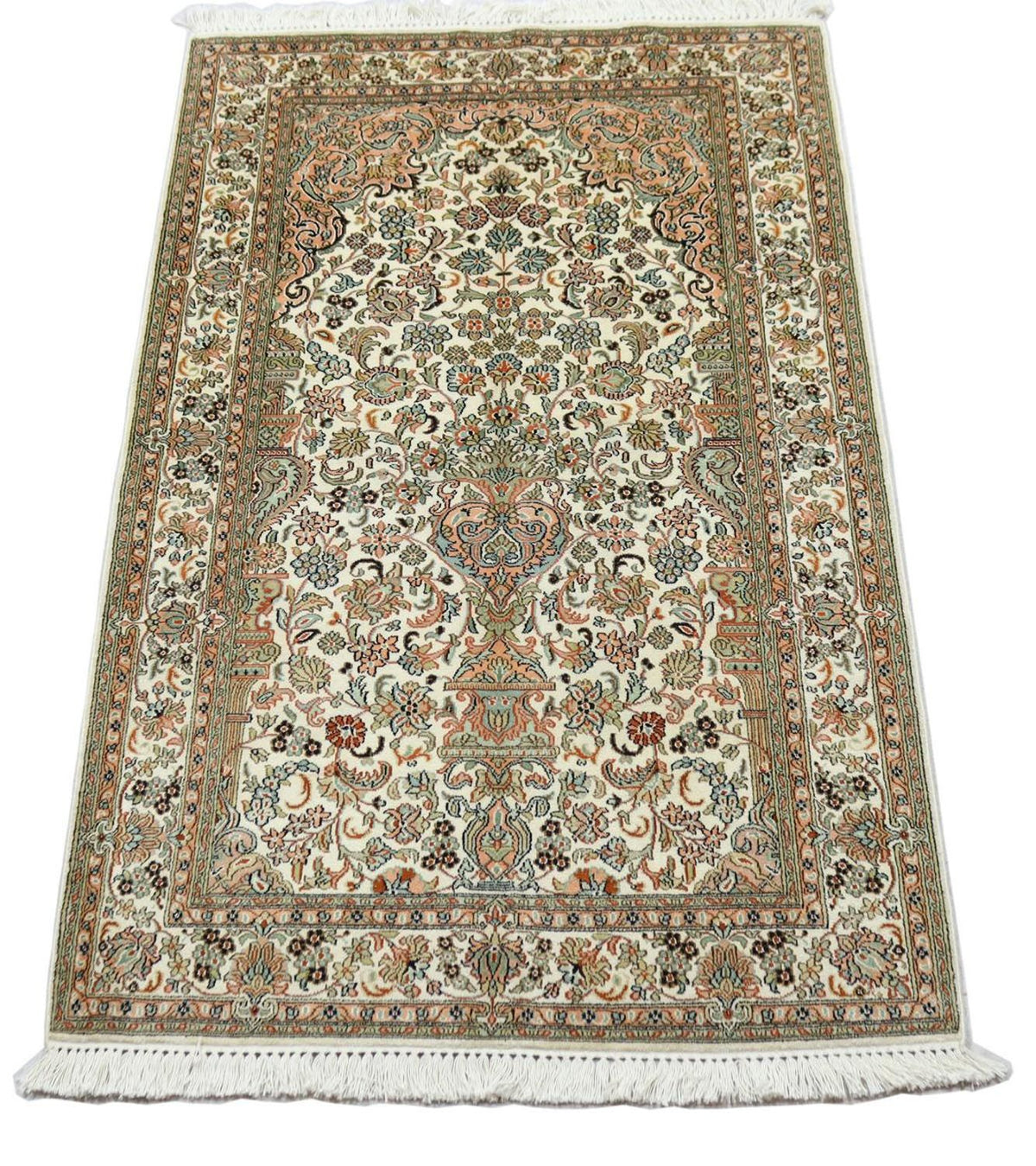 Zijden tapijt - Kashmir Silk - 158 x 96 cm - beige