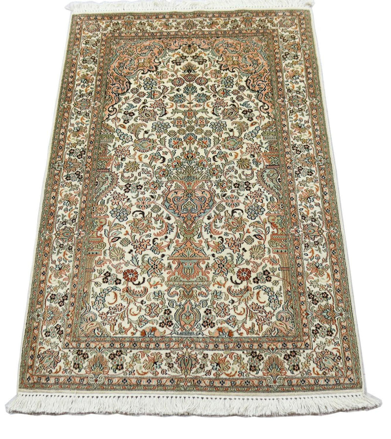 Zijden tapijt - Kashmir Silk - 158 x 96 cm - beige