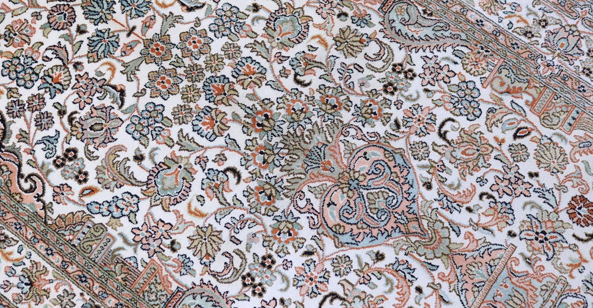 Zijden tapijt - Kashmir Silk - 158 x 96 cm - beige