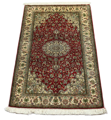 Zijden tapijt - Kashmir Silk - 149 x 90 cm - donkerrood