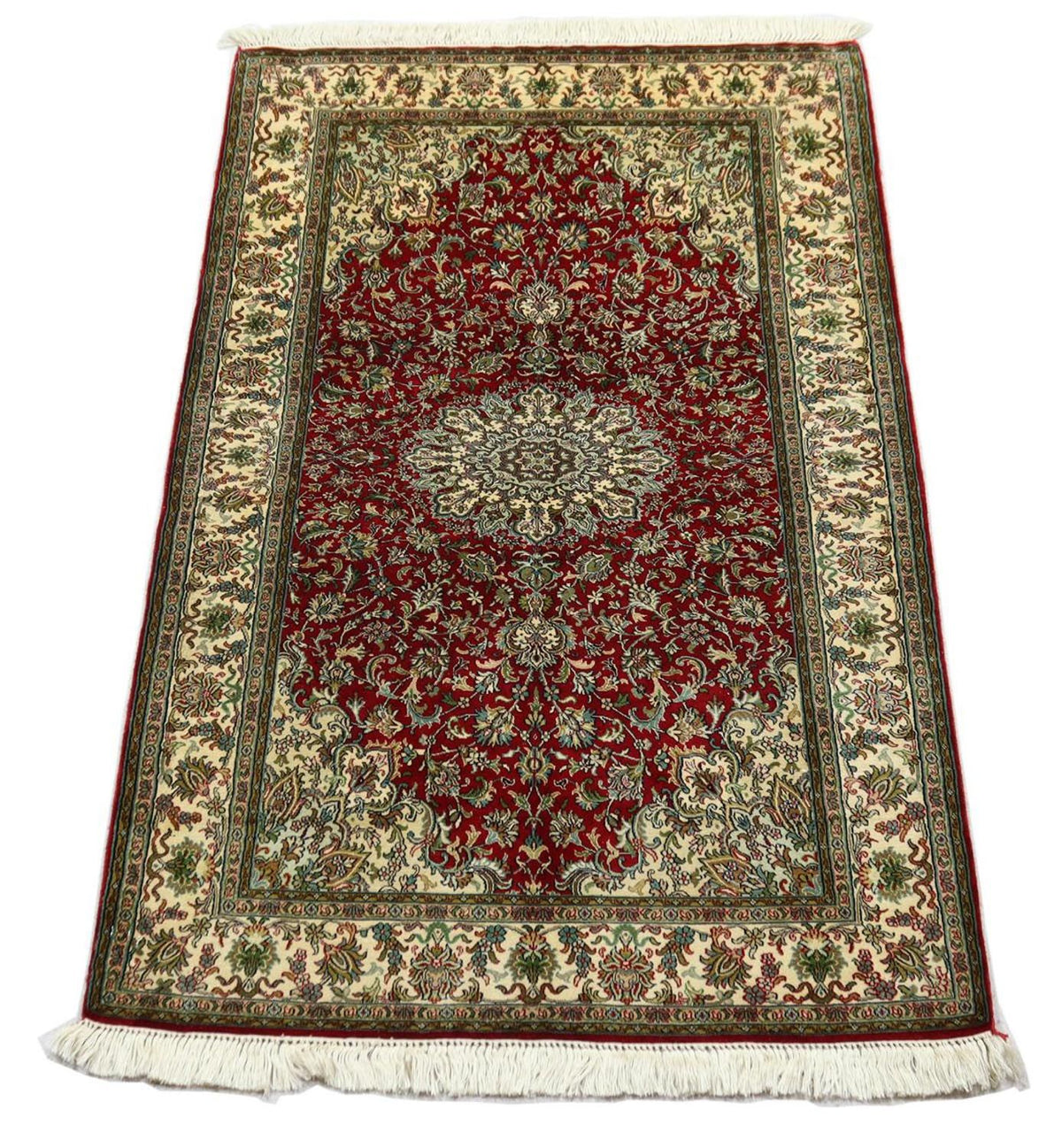 Zijden tapijt - Kashmir Silk - 149 x 90 cm - donkerrood