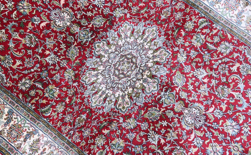 Zijden tapijt - Kashmir Silk - 149 x 90 cm - donkerrood