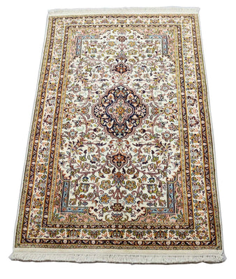 Zijden tapijt - Kashmir Silk - 154 x 93 cm - beige