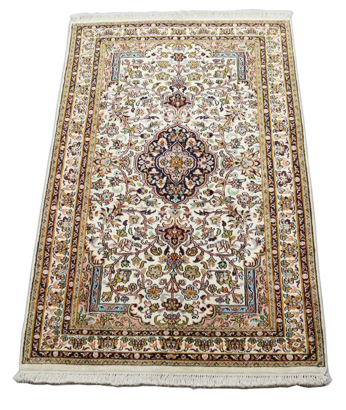 Zijden tapijt - Kashmir Silk - 154 x 93 cm - beige