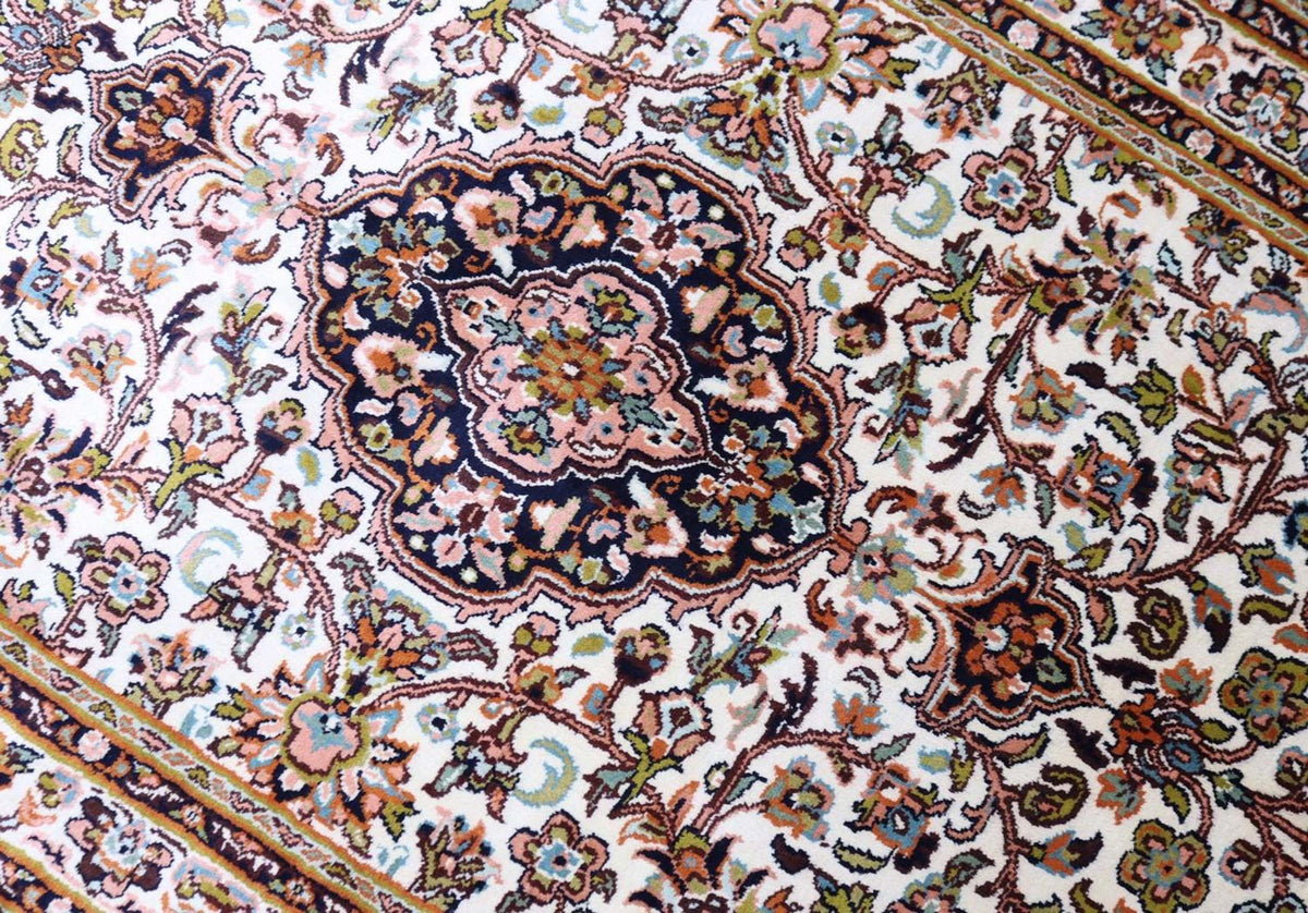 Zijden tapijt - Kashmir Silk - 154 x 93 cm - beige