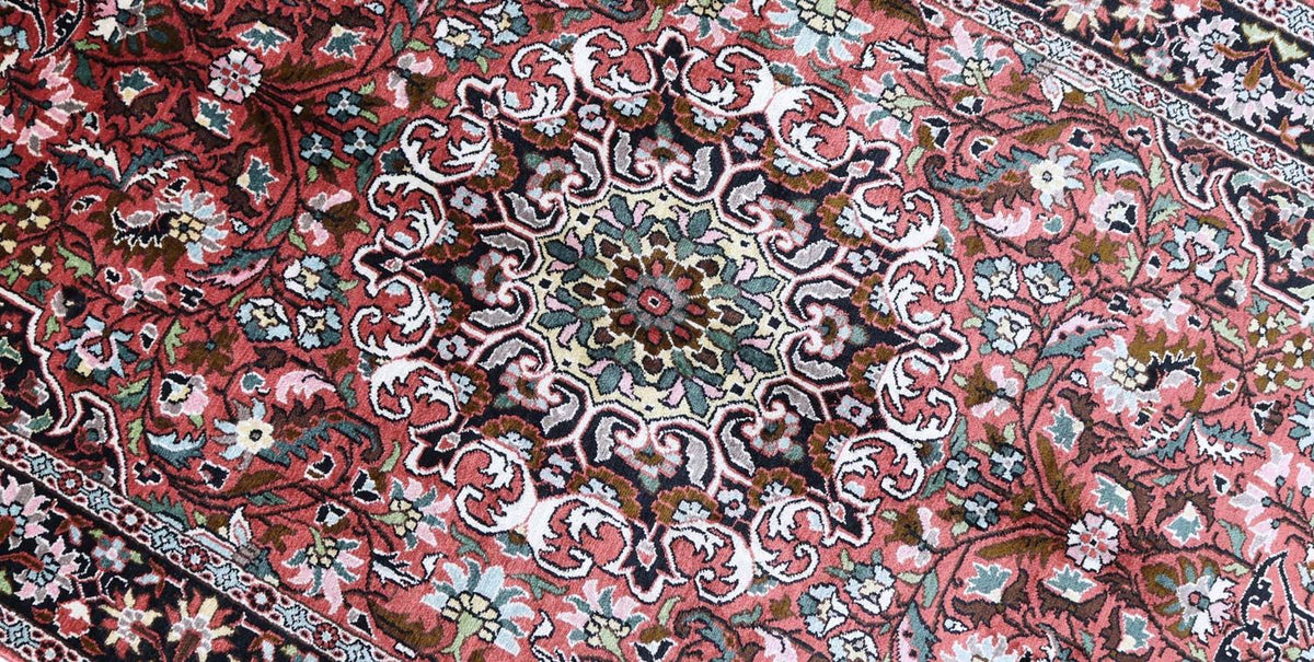 Zijden tapijt - Kashmir Silk - 152 x 91 cm - donkerrood