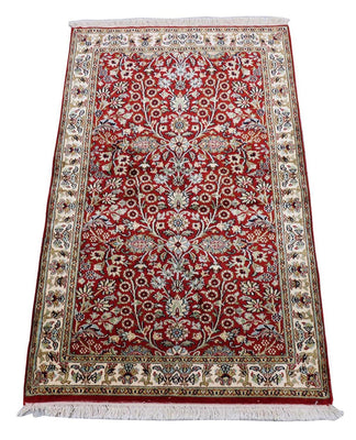 Zijden tapijt - Kashmir Silk - 124 x 77 cm - rood