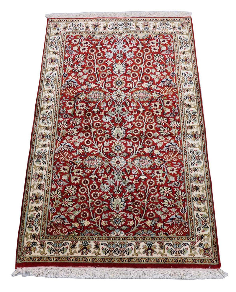Zijden tapijt - Kashmir Silk - 124 x 77 cm - rood