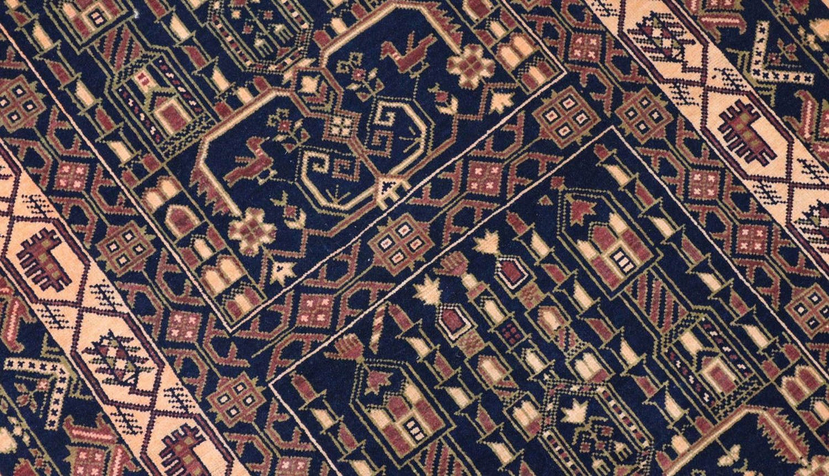 Afghaans tapijt - 142 x 96 cm - donkerblauw