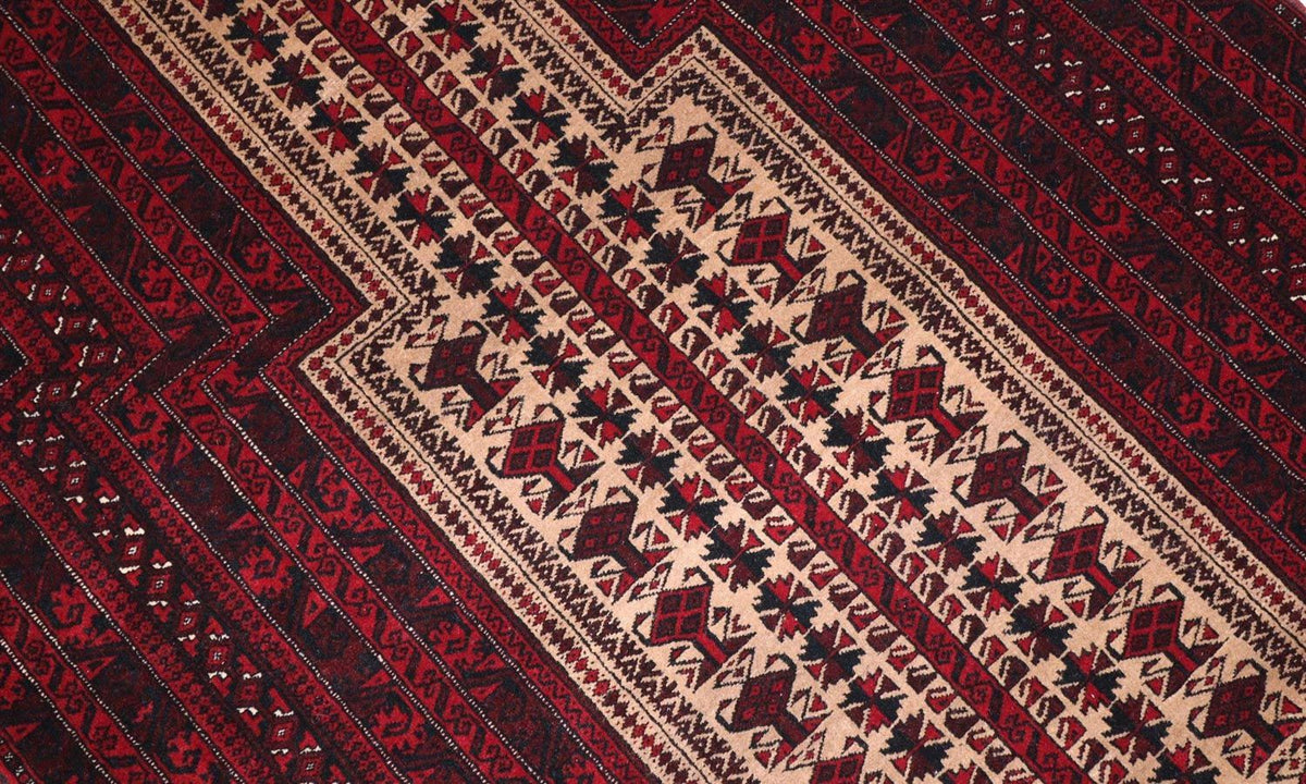 Afghaans tapijt - 150 x 95 cm - donkerrood