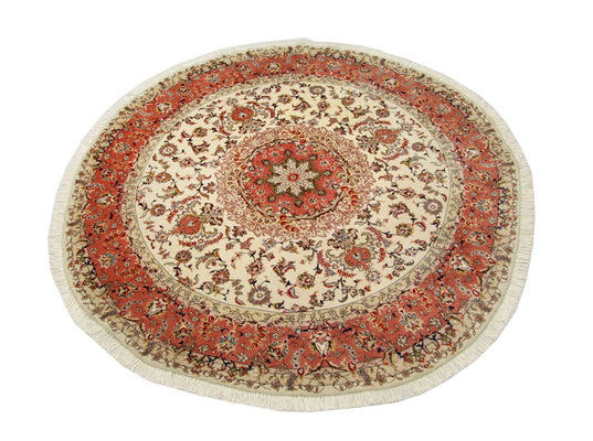 Perzisch tapijt - Tabriz - Royal rond  - 230 x 230 cm - beige