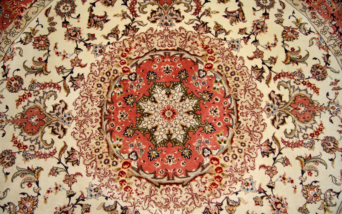 Perzisch tapijt - Tabriz - Royal rond  - 230 x 230 cm - beige