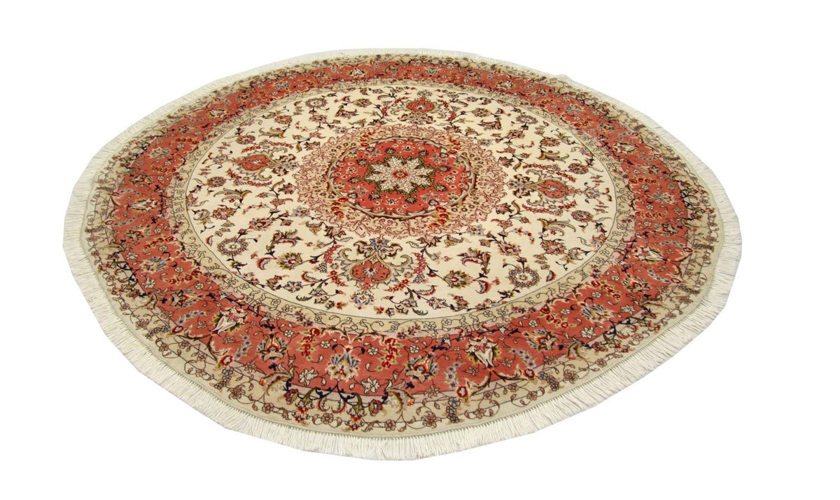 Perzisch tapijt - Tabriz - Royal rond  - 230 x 230 cm - beige