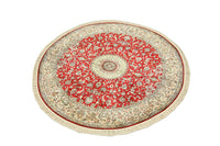 Zijden tapijt - Kashmir Silk rond  - 183 x 183 cm - rood