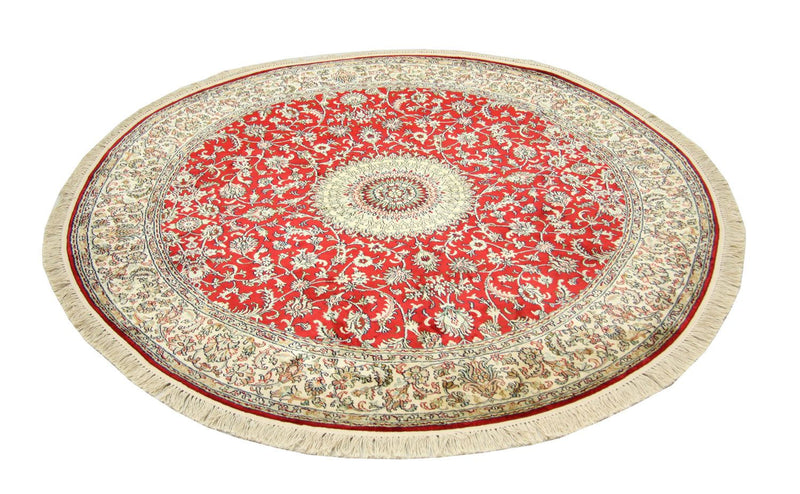 Zijden tapijt - Kashmir Silk rond  - 183 x 183 cm - rood