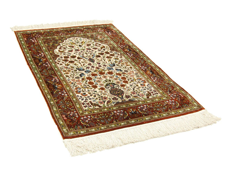 Zijden tapijt - Hereke Silk - Premium - 128 x 80 cm - beige