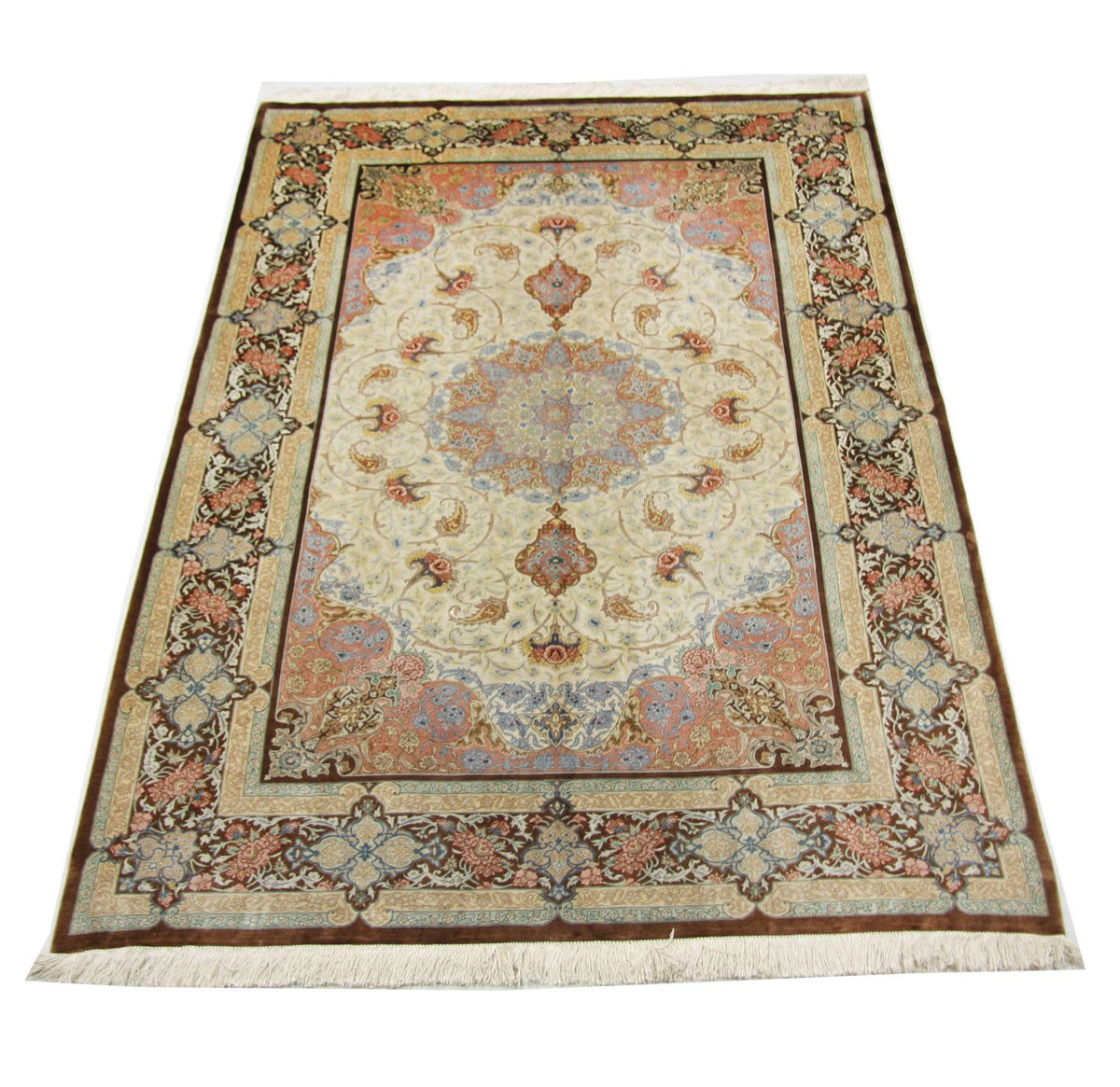 Zijden tapijt - Ghom Silk - Premium - 240 x 155 cm - beige