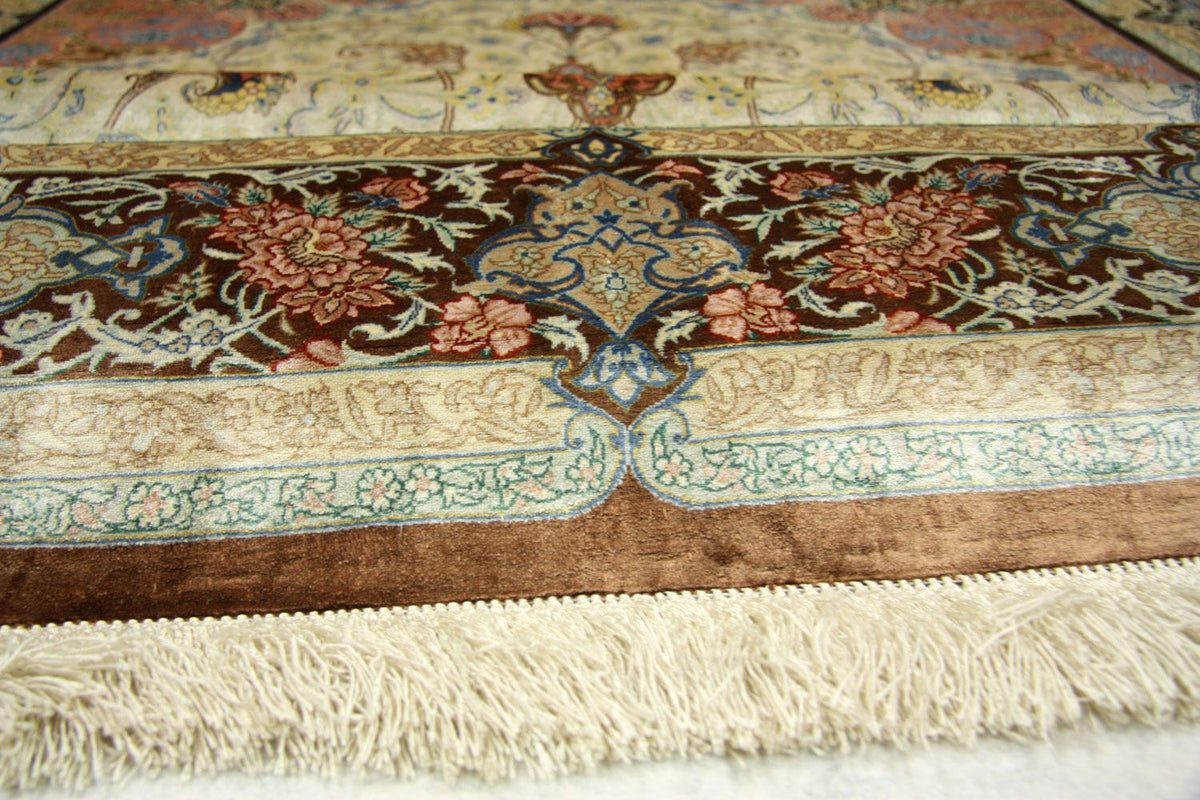 Zijden tapijt - Ghom Silk - Premium - 240 x 155 cm - beige