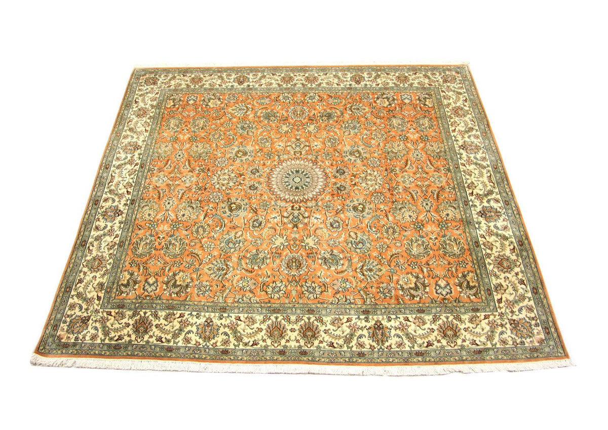 Zijden tapijt - Kashmir Silk vierkant  - 216 x 211 cm - oranje