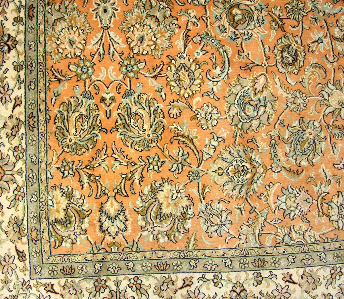 Zijden tapijt - Kashmir Silk vierkant  - 216 x 211 cm - oranje